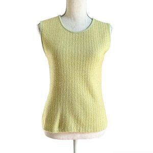 Vintage Joon Collection Celery Green Gold Metallic Sweater Vest S